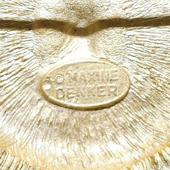 Vintage Maxine Denker Sun Face Brooch Pin Enamel Gold Tone Modernist Signed Rare - Picture 6 of 7